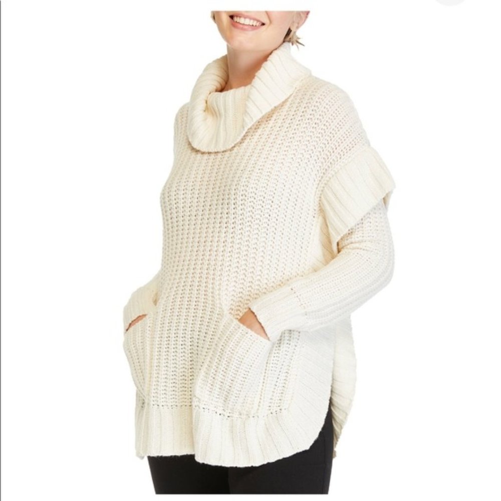 New Directions Cowl Neck Sweater Poncho Size M
